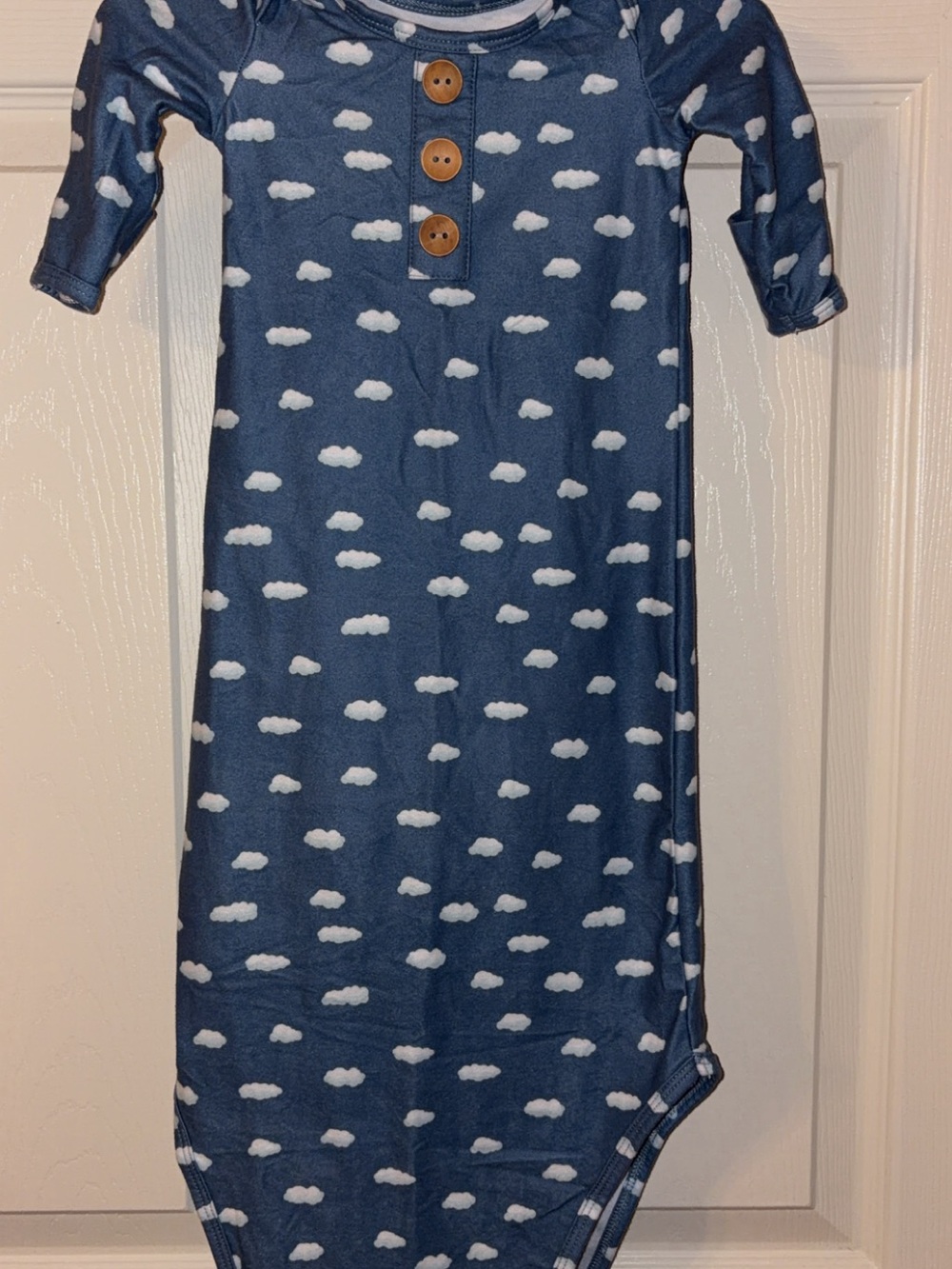Caden Lane Navy Cloud-Print Sleep Sack with Wooden Buttons